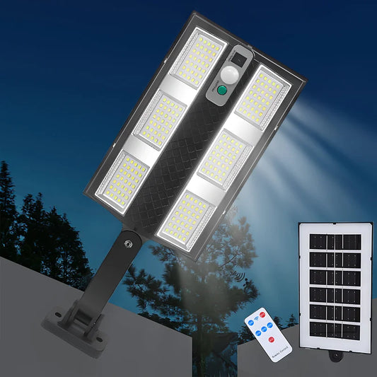 Outdoor Solar Street Light with Remote Control Solar Security Light 6500K Dusk to Dawn Motion Sensor Light for Garden Patio