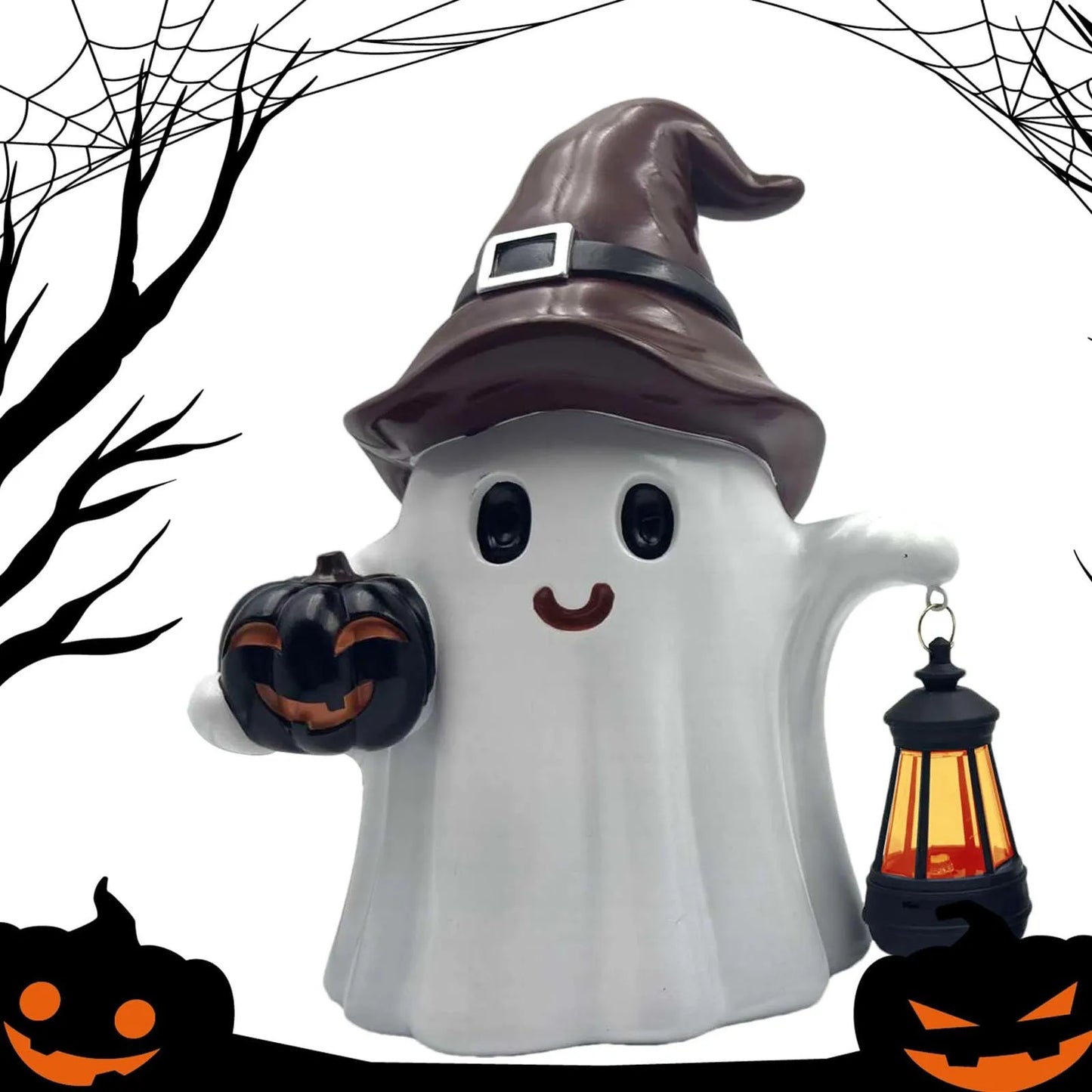 Halloween Ghost Lantern Ornament Solar Powered Design Light Nightlight Garden Sculpture Lights Cute Yard Holiday Decorations