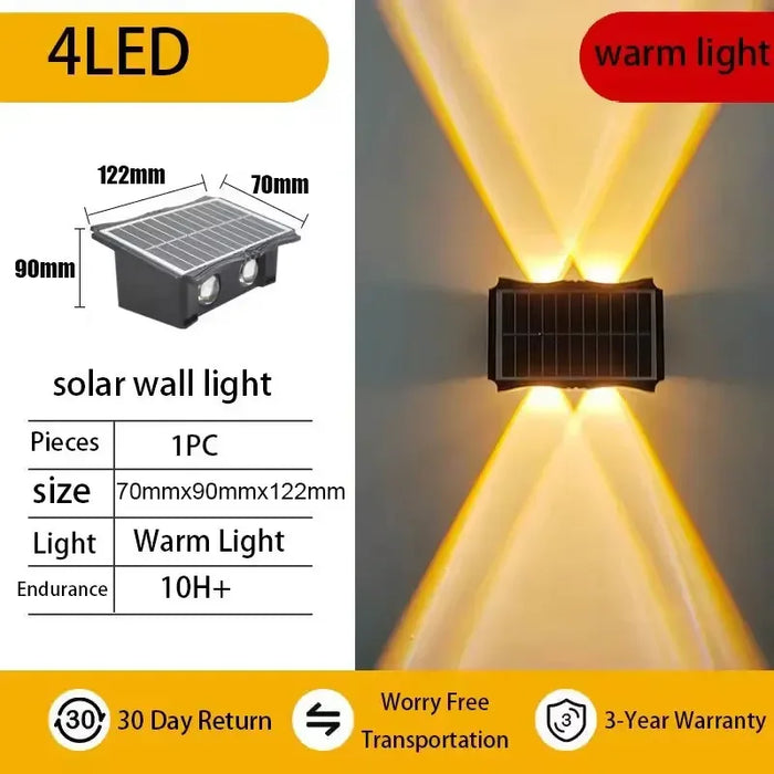 Solar Wall Lamp Outdoor Waterproof Solar Powered Light UP and Down Illuminate Home Garden Yard Decoration Outside Sunlights