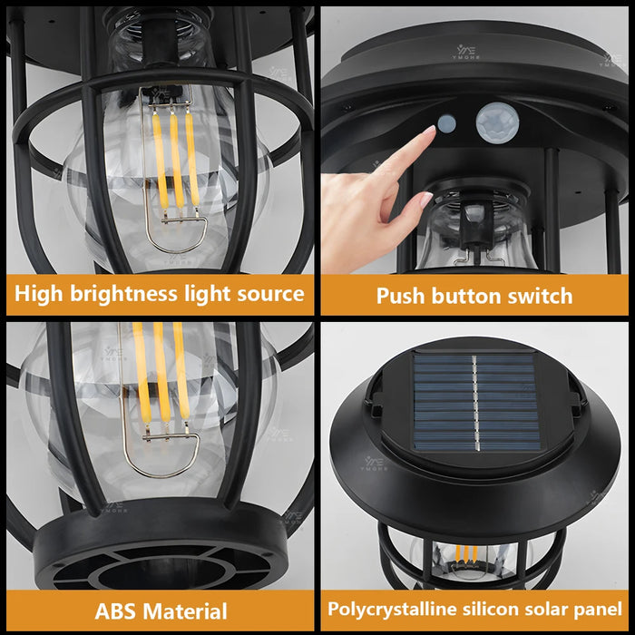 1200LM Warm Solar Camping Lights Lawn Lights Wall Lamps Solar Outdoor Lights Courtyard Garden Decoration Night Light Mood lights