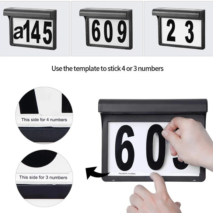 Solar House Number Lights Outdoor Waterproof LED Address Sign Lamp Wireless Sunpower Garden Door Decorative Plaque Wall Light