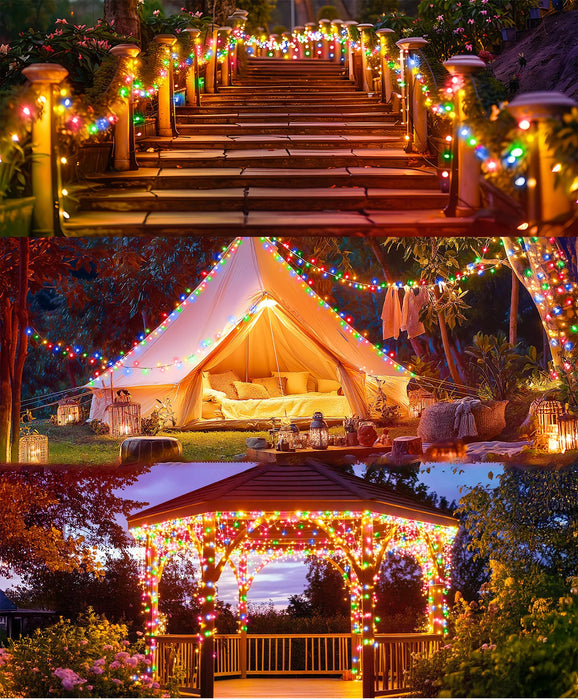 LED Solar String Lights 7/12/22M 8 Lighting Modes Waterproof Fairy Lights for Outdoor Garden Christmas Party Decorations