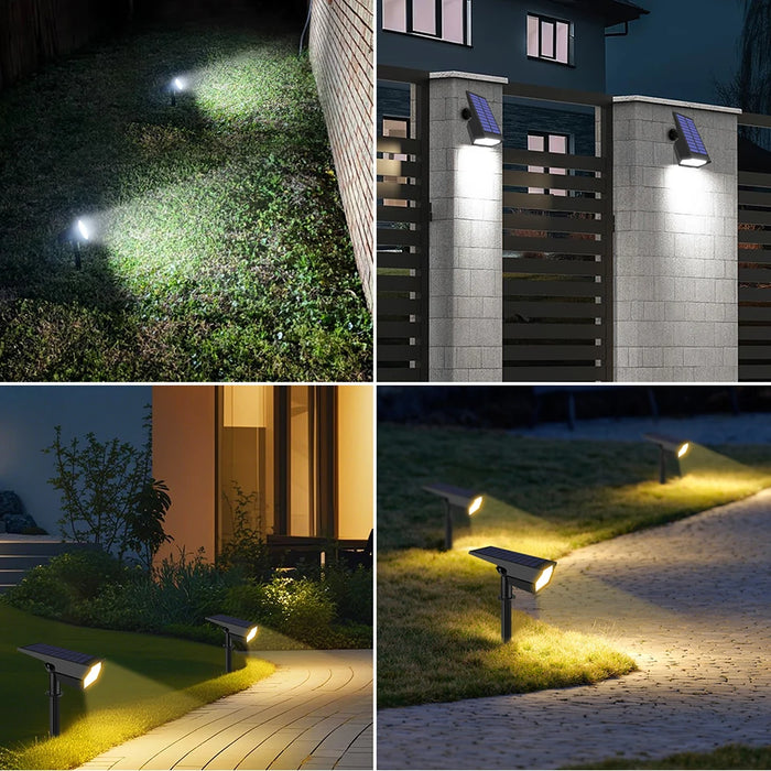 High Bright LED Solar Spotlight With Large Monocrystalline Silicon Solar Panel For Long Time Working Outdoor Garden Yard Pathway