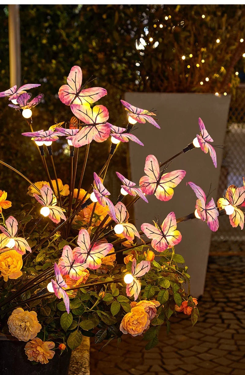 Solar Butterfly LED Fairy Lights Outdoor Waterproof Firefly String Lights For Garden Lawn Yard Decor Wedding Party Warm White