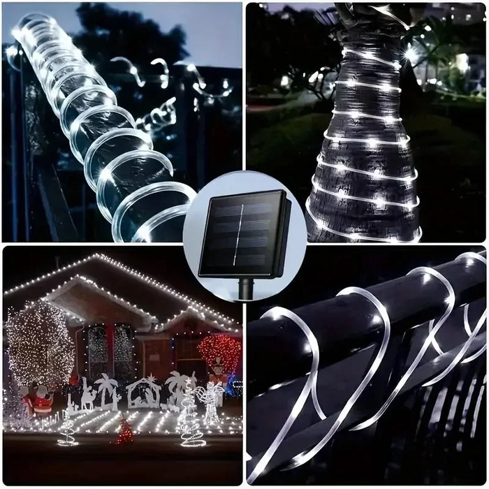 Solar LED String Light Outdoor Waterproof Garden Christmas Decorations 2024 Festoon Lights Wedding Garland Solar Rope Fairy Lamp