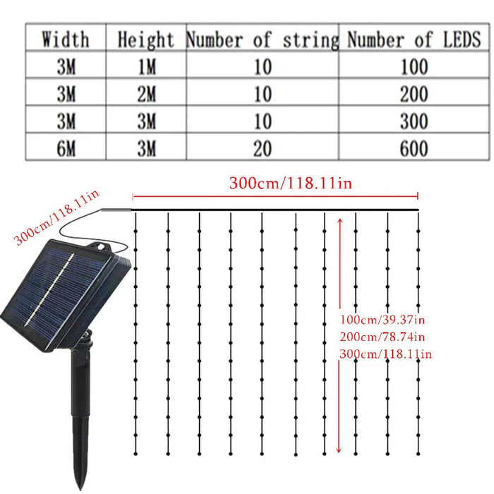 Lights Decoration Solar Curtain Lights Outdoo Fairy Lights String Lights LED Lights Christmas Wedding Party Decor 2025 New Year
