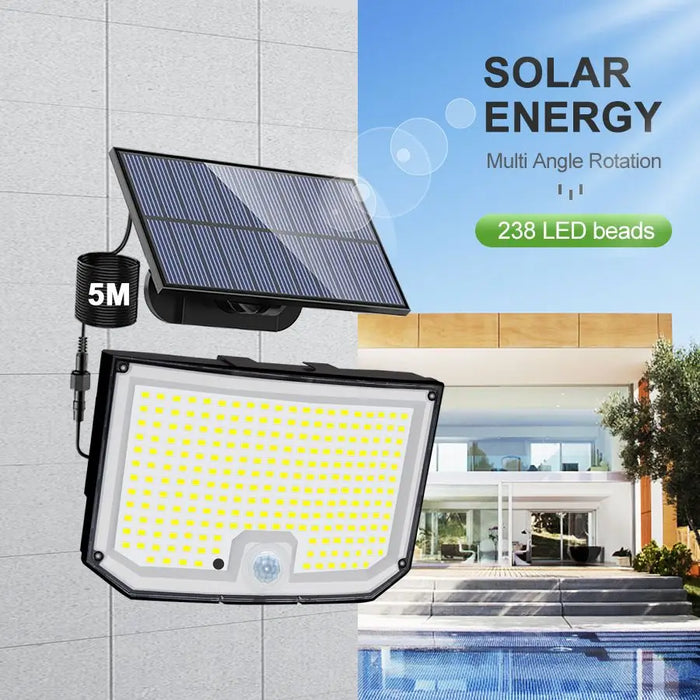 Solar Security Lights Motion Sensor Outdoor 318/238/226LED Garden Lights Waterproof Split Flood Wall Lights Solar Powered 3 Mode