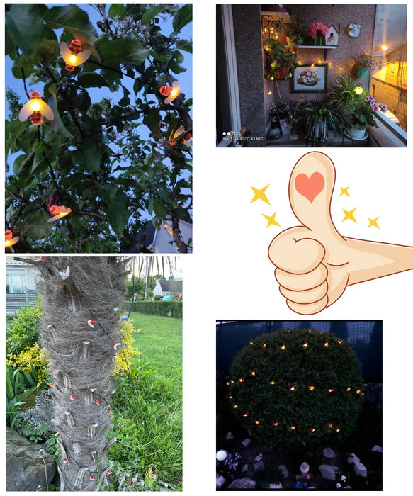 Solar String Light 20 LED Cute Bee Outdoor Light Wedding Home Garden Patio Party Christmas Tree Honeybee Starry Fairy Decor Lamp