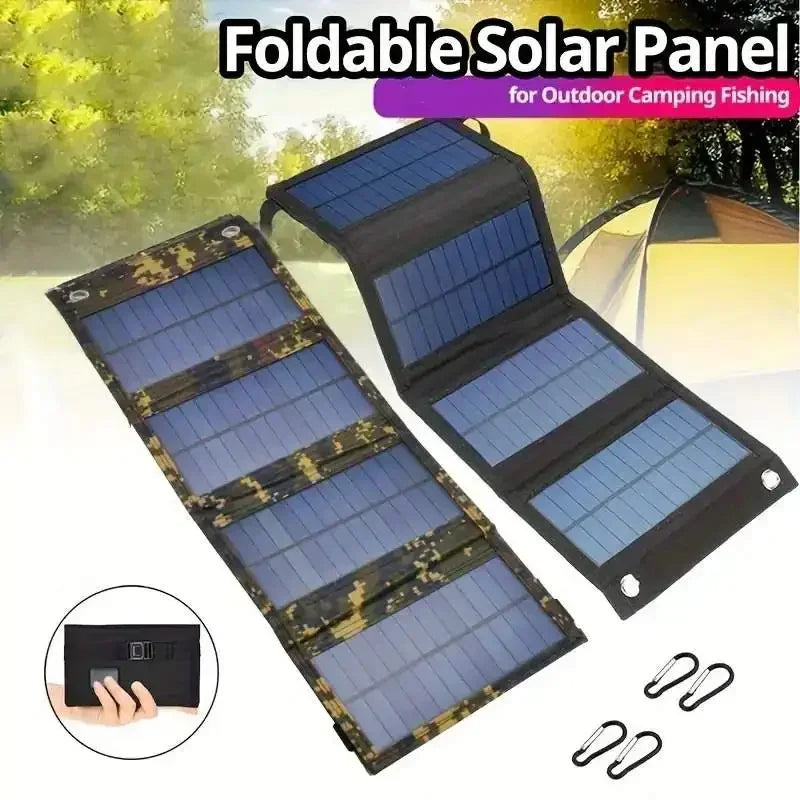 20W Foldable Solar Panel 5V USB Portable Battery Charger for Cell Phone Outdoor Waterproof Power Bank for Camping Accessories