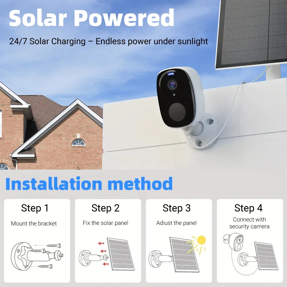 4G Solar Camera 5MP Wireless Outdoor Security Camera with Color Night Vision/Waterproof PIR Motion Alarm Solar/Battery Powered