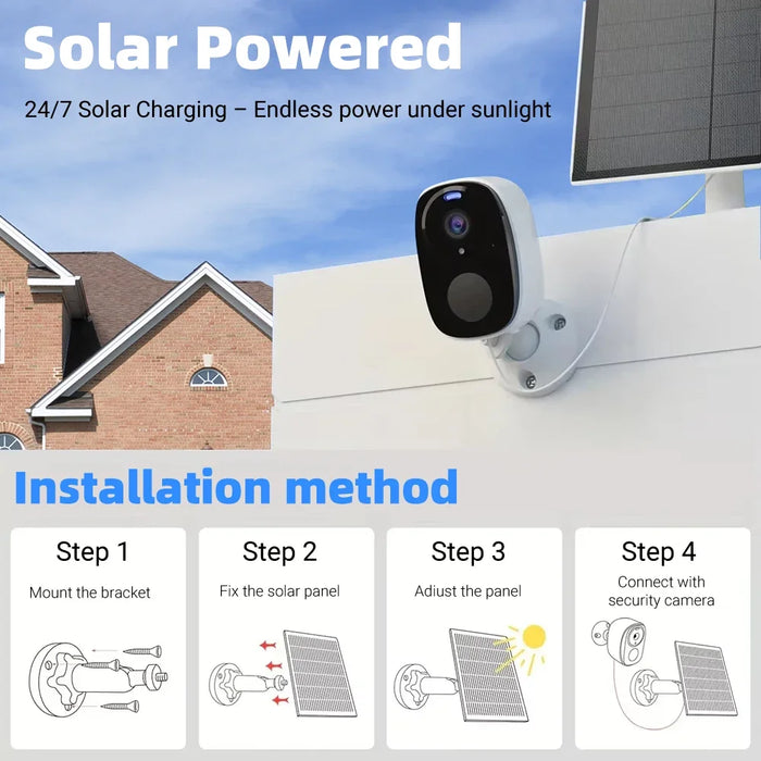 4G Solar Camera 5MP Wireless Outdoor Security Camera with Color Night Vision/Waterproof PIR Motion Alarm Solar/Battery Powered