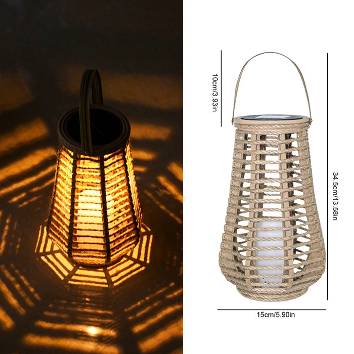 Outdoor Solar Lantern IP44 Waterproof Solar Hanging Lantern Light Outside Big Rattan Solar Light for Yard Garden Home Decoration