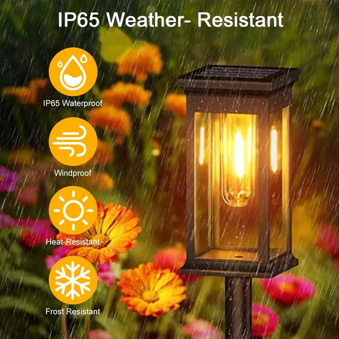 Solar Powered Incandescent Bulbs Pathway Lights  Waterproof Garden Walkway Yard Backyard Lawn Landscape Lighting