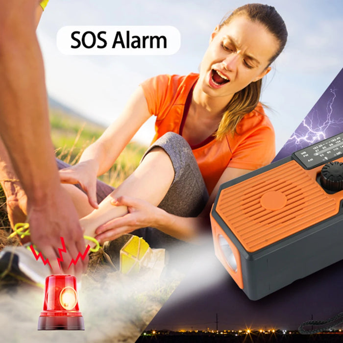 Solar Hand Crank Radio Portable Multifunctional Radio AM/FM/WB NOAA Weather Radio LED Flashlight Power Bank for Outdoor Camping