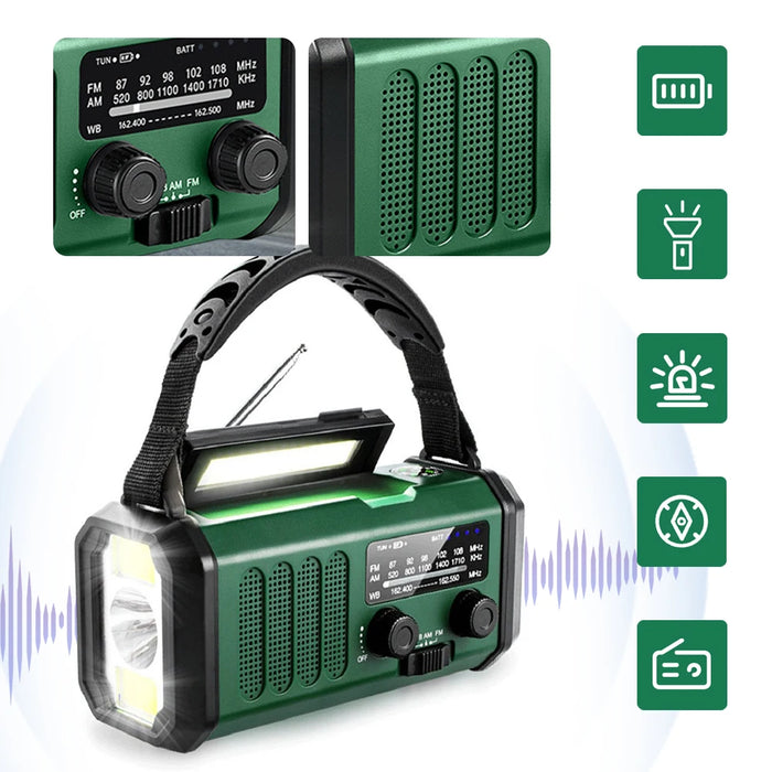 Emergency Hand Crank Radio 20000mAh Solar Powered Radio with Flashlight Reading Lamp SOS Alarm for Outdoor Camping and Emergency