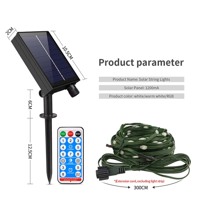 Outside Patio Backyard Home Decoration LED Landscape Lighting Garden Tree Fence Door Decor Solar Power String Lamp Fairy Lights