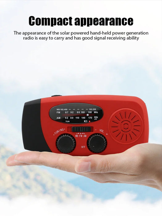 Solar Hand Crank RADIO Receiver US Mini Portable AM/FM Weather Radio With Multifunctional Flashlight Emergency Power supply/Bank