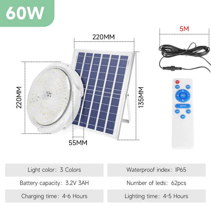 Solar lights Indoor Home Top Ceiling House IP65 Waterproof Outdoor Veranda Solar Power Lamp LED Top Solar Energy Interior Light