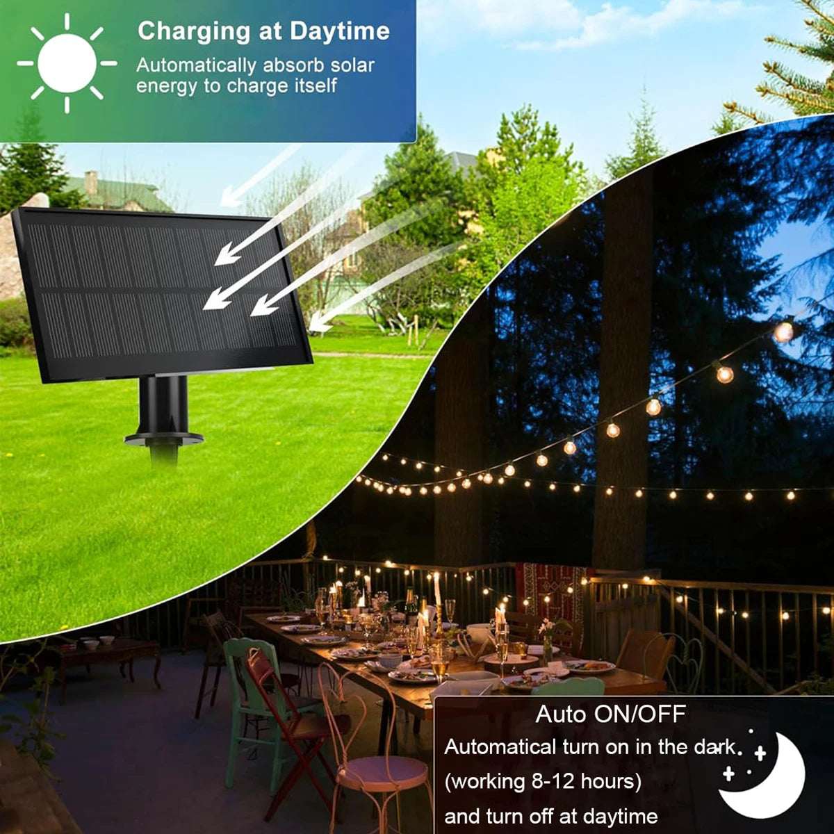 Solar String Lights Outdoor Globe Bulbs LED Outdoor Patio Solar Lamps For Patio Camping Terrace Garden Party Tree Decoration