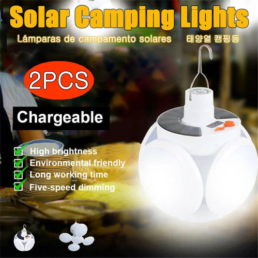 Solar Energy Camping Lamp 5 Modes SOS Waterproof USB Rechargeable LED Remote Control Foldable Lantern Portable Emergency Lamp