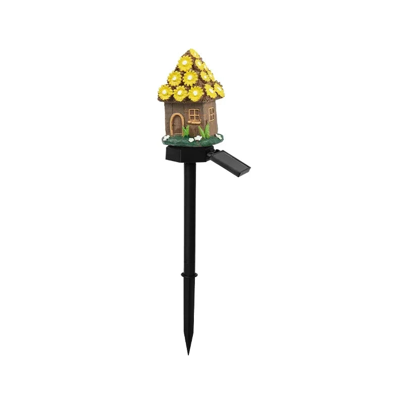 Solar Lawn Light Resin Craft Miniature Fairy Mushroom House Solar Powered Garden Yard Outdoor Decor Lamps Christmas Lamp