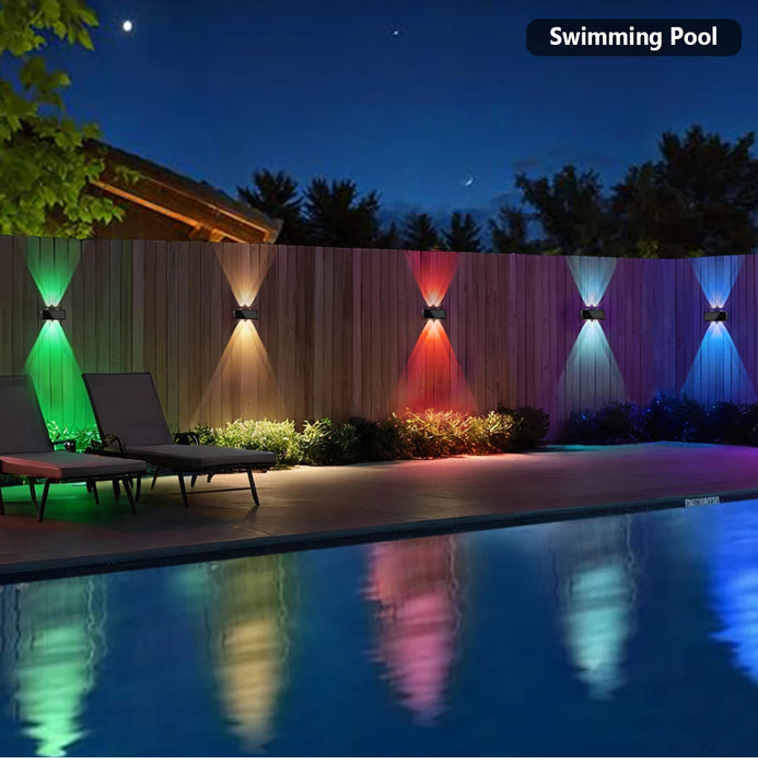 Solar Fence Lights Colorful Outdoor IP65 Waterproof Auto Dusk to Dawn Solar Deck Lights for Step Wall Pathway Stairs Patio