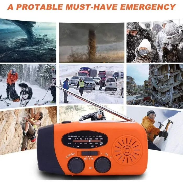 Hand Solar Radio Portable Power Bank AM/FM/NOAA Emergency Weather Radio for Hurricane Earthquake Disaster Survival Supply