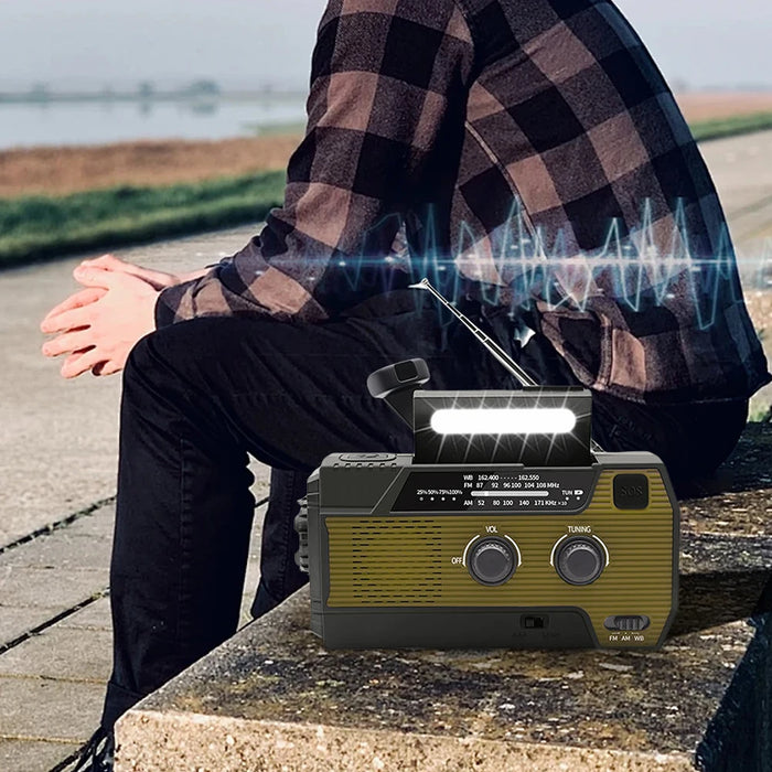 Emergency Hand Crank Radio Solar Powered Radio with Flashlight Reading Lamp SOS Alarm AM/FM/WB/NOAA Weather Radio Portable Radio