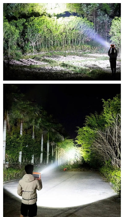 NEW 200-800W Outdoor Solar LED Floodlight Emergency Lighting Rechargeable Outdoor Camping Portable Waterproof Fishing Spotlight