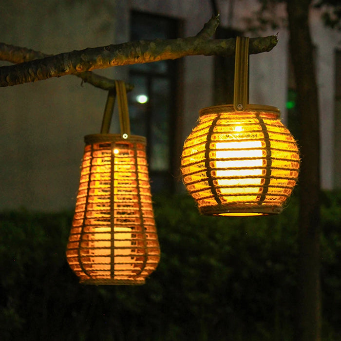 Outdoor Solar Lantern IP44 Waterproof Solar Hanging Lantern Light Outside Big Rattan Solar Light for Yard Garden Home Decoration