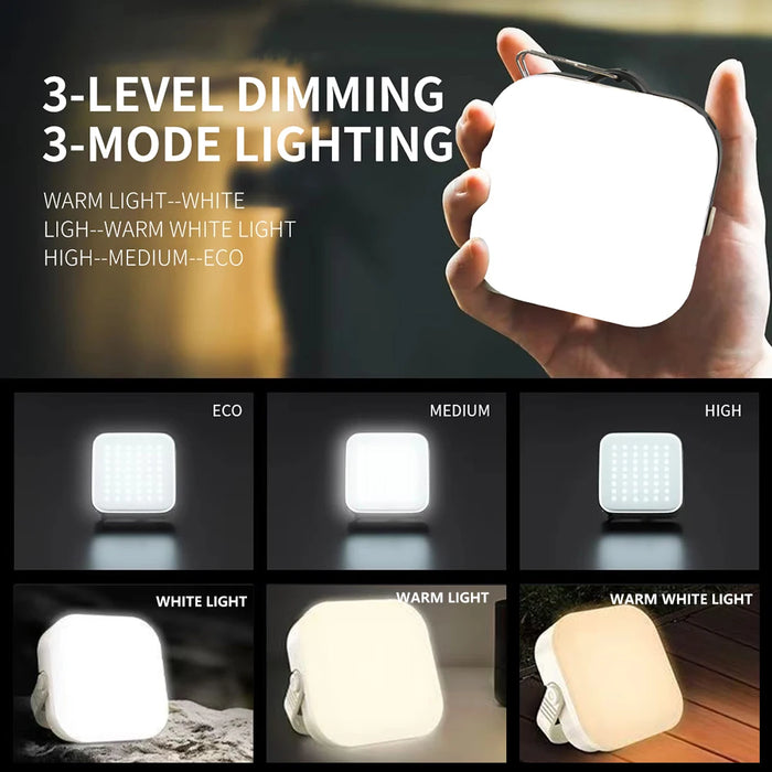 Solar LED Camping Lamp Warm Atmosphere Light 2400MAh USB Rechargeable Portable Hook Tent Lantern Waterproof Emergency Floodlight