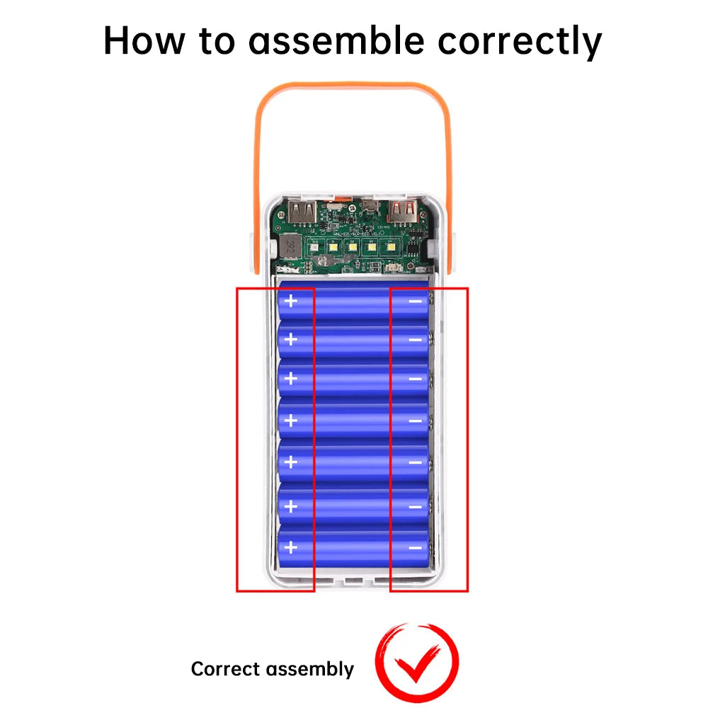 22.5W Fast Charging Mobile Power Supply Kit Solar 28-Cell 18650 Flat-Head Battery Power Bank No Welding, No Battery Included