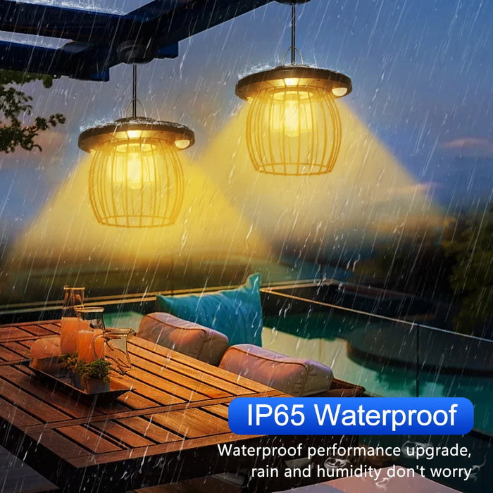 Solar Shed Light Indoor Outdoor with Motion Sensor Solar Pendant Light 5 Mode Timers Waterproof Gazebo Garage Shop Barn Home