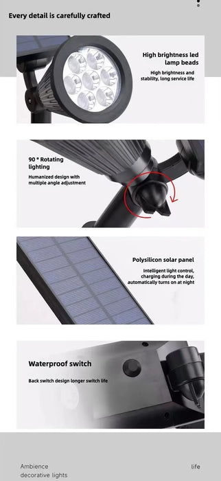 1/2 Packs Solar Lights Solar Spotlight Waterproof Solar Wall Light Solar Garden Light Solar Lamp Outdoor Spotlight