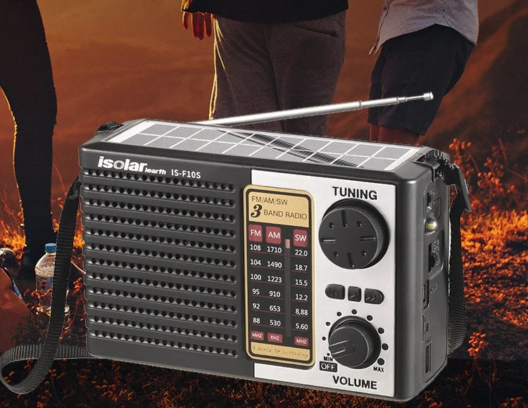 Multi Band FM Radio Solar Charging Emergency Radio with LED Lights Wireless Bluetooth Speaker Supports TF USB FM / AM / SW Radio