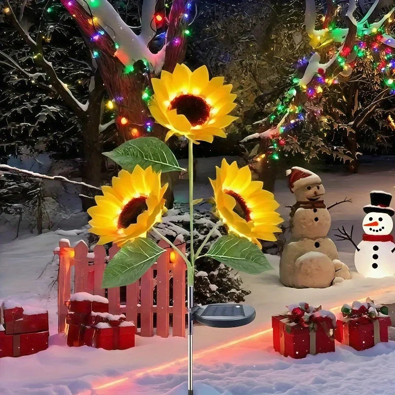 3 LED Solar Flower Lights Solar Simulation Flower Lights | Outdoor Decoration for Courtyard Villa Lawn Garden Pathway