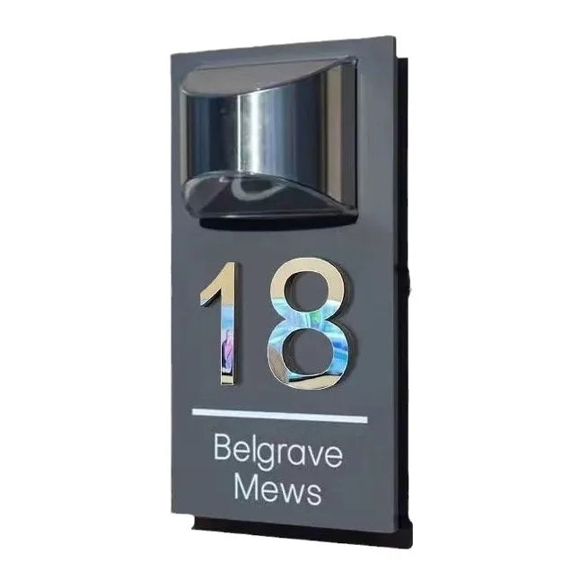 Customize Rectangle House Sign Solar LED Light Modern Residential Address Plaque Outdoor House Number Street Name Door Plates