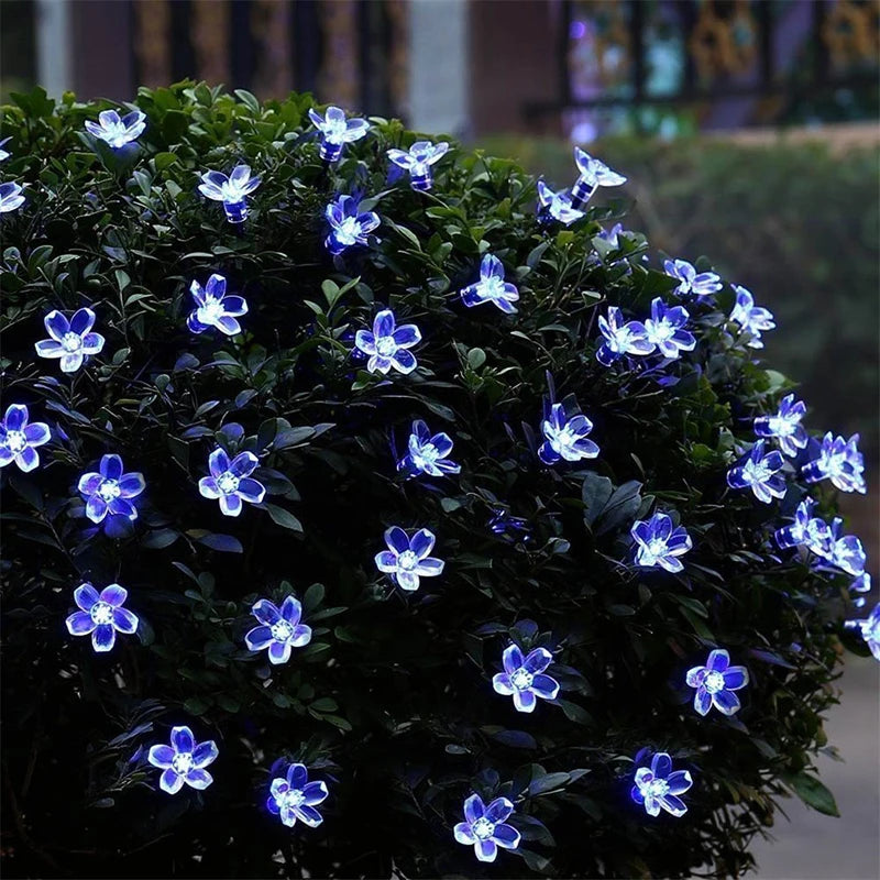 5M Purple Solar Flower String Lights Fairy LED Lights String Decorative Outdoor Lighting For Home Garden Holiday Decor