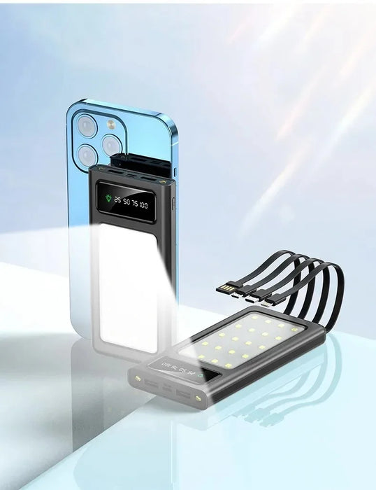 500000MAH  200000mAh 300000mAh Solar BCAK  Power Bank, Convenient Ultra-thin Built-in Cable, Outdoor Camping Mobile Power Supply