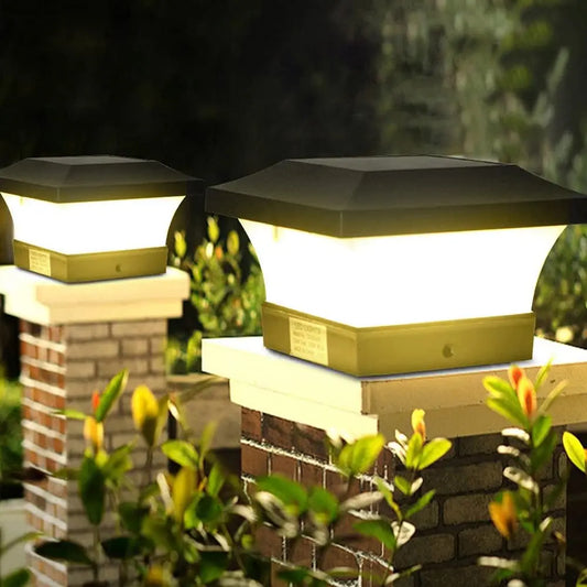Solar Post Light Outdoor 3000K 6000K LED Fence Deck Cap Lamp for Landscape Garden IP65 Waterproof Gate Cottage Solar Column Lamp