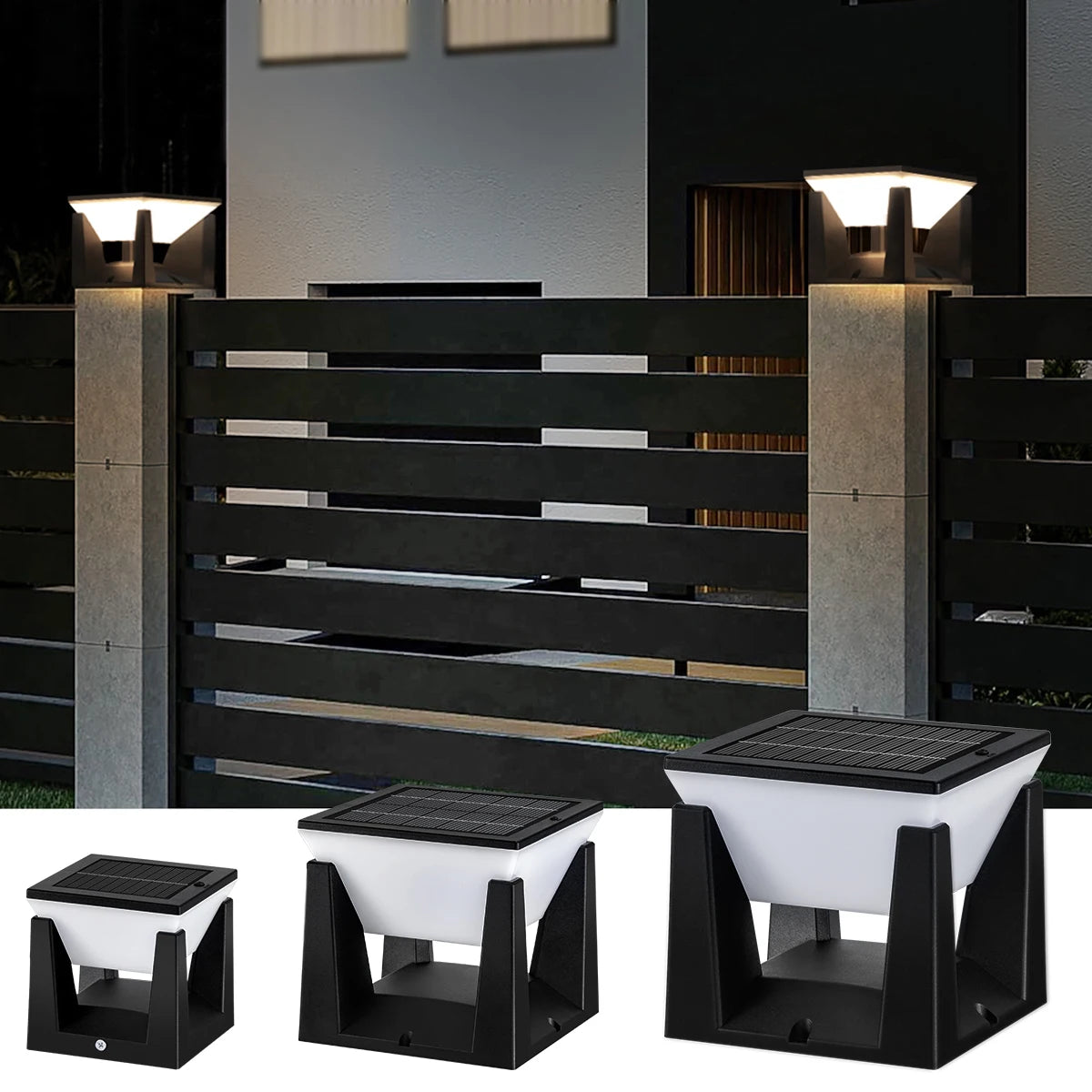 Outdoor Solar Post Light Solar Pillar Lights Modern LED Fence Deck Cap Lamp IP65 Waterproof Landscape Column Lighting for Flat