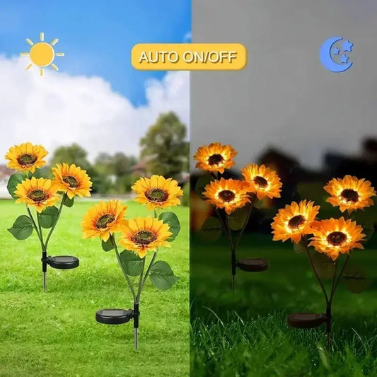 Solar Sunflower Garden Lights Waterproof LED Outdoor Artificial Flower Lamp Auto on/Off Patio Lawn Wedding Christmas Decorations