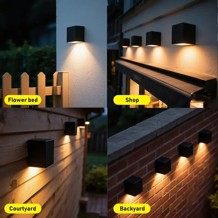 Solar Wall Lights Outdoor Square Modern Wall Lamp Waterproof Solar Fence Lights for House Wall Porch Garden Yard Patio Decor