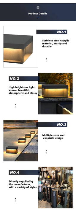 Modern Simple Solar Pillar Light High Quality Outdoor Fence Gate Pillar Yard Wall Light Waterproof Garden Yard Lights
