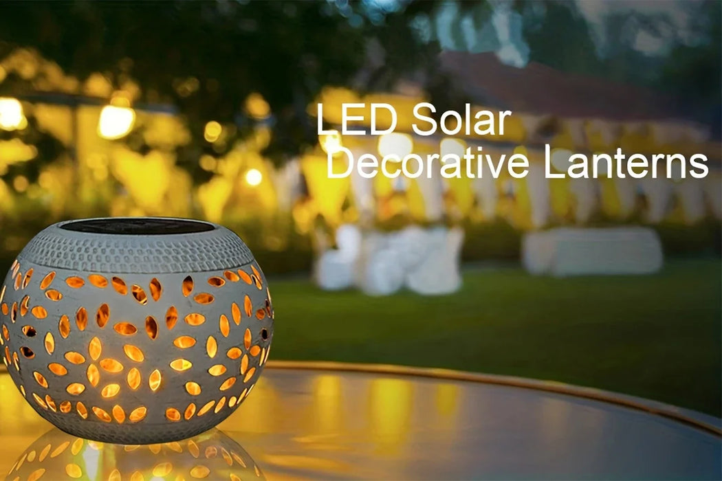 Solar Table Lanterns Outdoor Waterproof - LED Lamp White Metal Table Lights -Solar Powered Decorative Lantern for Desk Patio