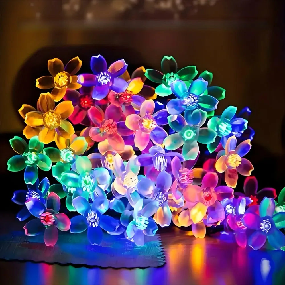 Solar Flower Lights Outdoor Solar String Lights for Garden, Patio, Fence & Christmas Decor ﻿
