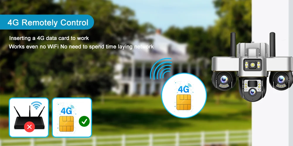 Solar Powered 3-Lens Security Camera with Smart Night Vision, Waterproof & 12MP HD Resolution for Outdoor Surveillance Camera