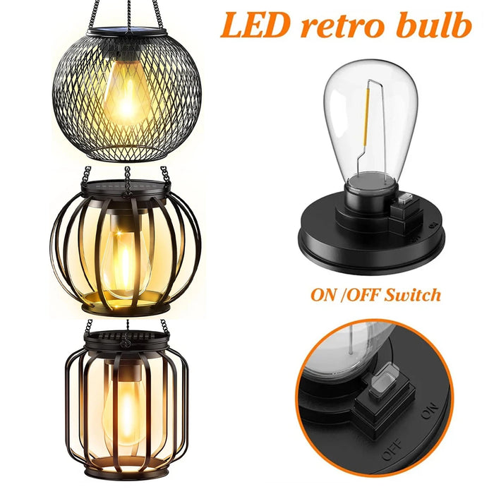 Solar Lantern Led Light Garden Lights Outdoor Waterproof Lamp Auto On/off Sensor Warm White Hollow Decoration Landscape Iron-art