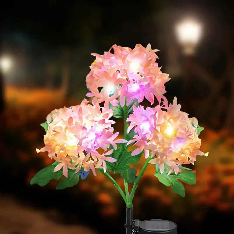 Solar Lights Solar Flowers Lights with 3 Head Hydrangea Flowers Waterproof for Garden Yard Patio Lawn Backyard Pathway Decor