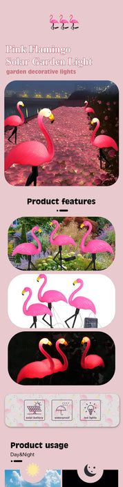 Solar Flamingo Light Outdoor Courtyard Decoration Garden Decor Stake Lights Waterproof LED Patio Walkway Light Lawn Lamp